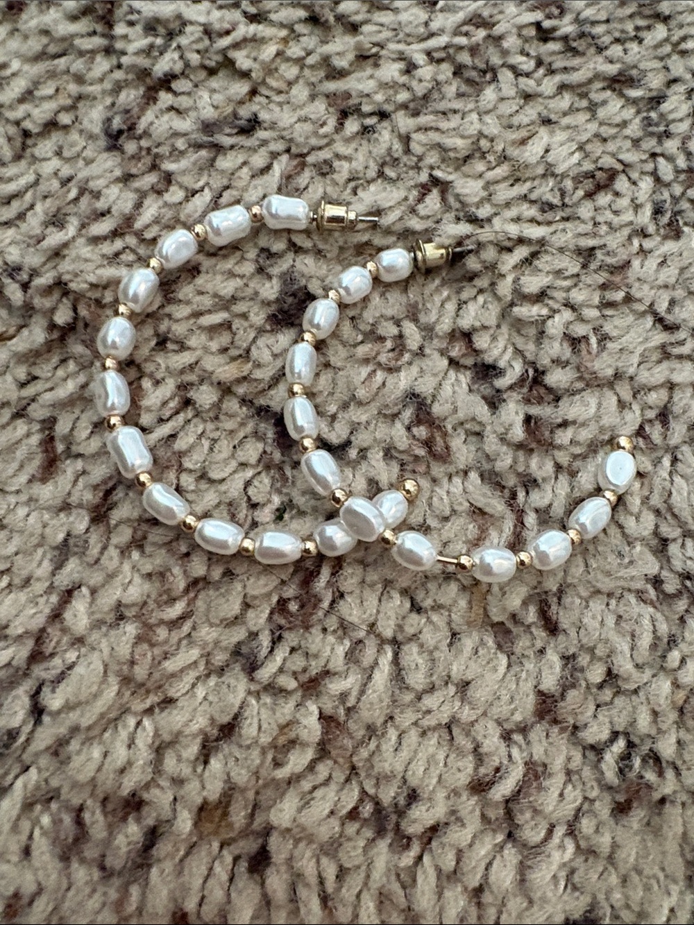 Freshwater Pearl and Gold Bead Hoop Earrings - Women Jewelry